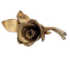 Vintage Coro Rose Brooch Gold Tone Floral Pin Mid Century Signed Gold Plated