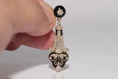Round Cut 2CT Lab Created Diamond Earringt Vintage Art Deco 14K Yellow Gold Over