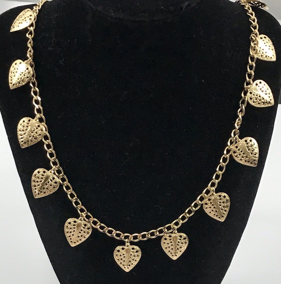 Vintage 1980’s TM Trifari Long Gold Tone Dangle Leaf Necklace 30 In. #273