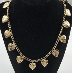 Vintage 1980’s TM Trifari Long Gold Tone Dangle Leaf Necklace 30 In. #273