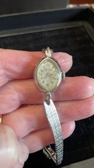 Vintage Jewelry Lot 9 Pc Bead Bracelet Key Frog Circle Pins Brooch Waltham Watch