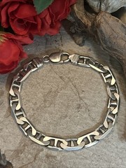28. Vintage Sterling 925 Mariner Link Chain Bracelet 8 3/4″. 29.1g. Italy Unx