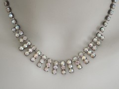 Vintage Necklace Collar Rhinestones Aurora Borealis 21.8 G/Approx. 39-42 Cm