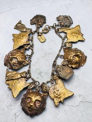 Vintage Pididdly Links Cat Cats Charm Bracelet
