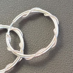 Vintage Sterling Silver Twisted Rope Hoop Pierced Earrings 925 Dainty
