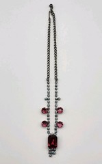Stunning Vintage Rhinestone Necklace Pink Blue stones unsigned estate pinup
