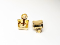 Dior Women’s Gold Tone Concave Clip-on Rectangle Earrings