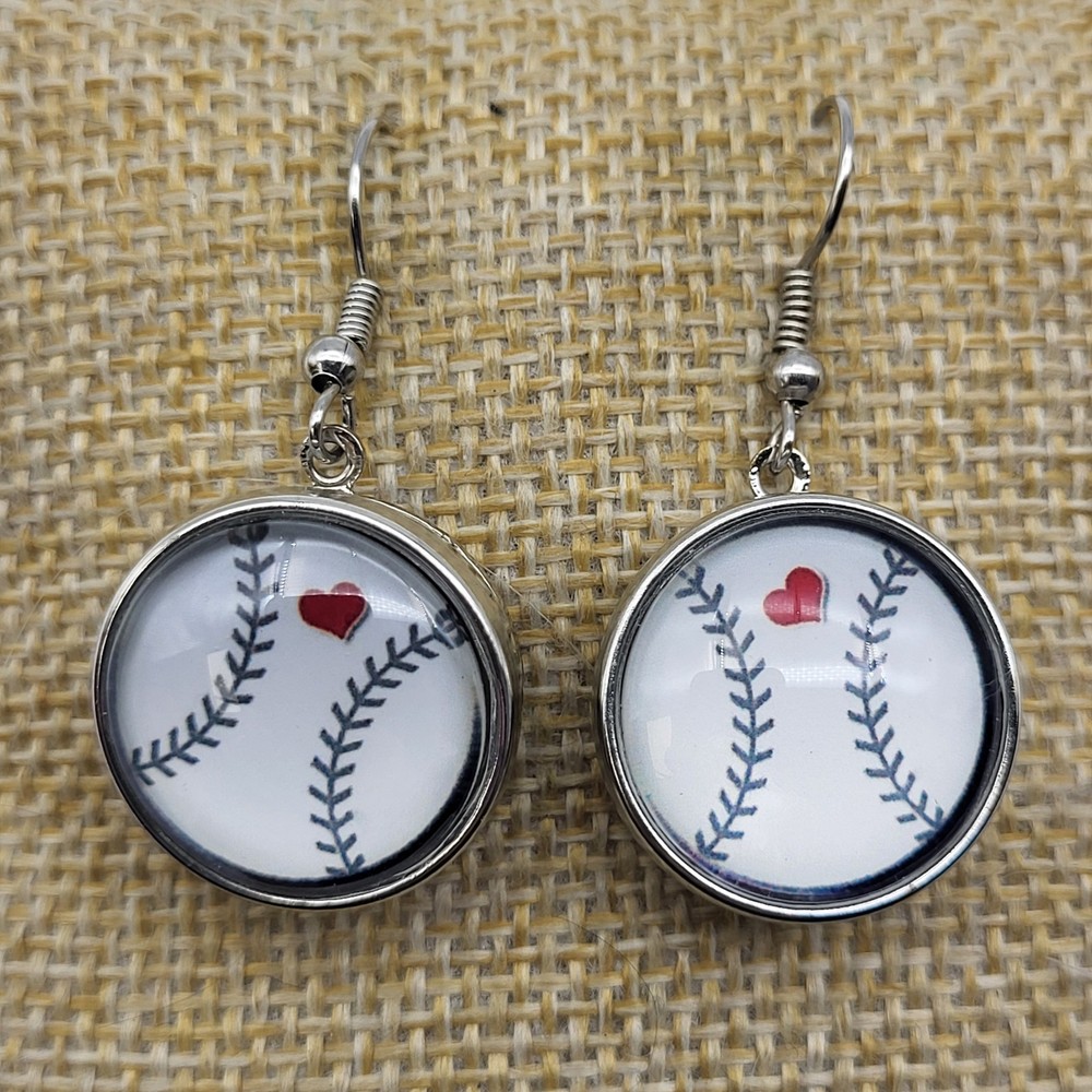 Baseball Mom Sports Fan Dangle pierced Earrings Love the game