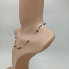 925 Italy Station Necklace 18in Sterling Silver 3g Patina Intact Beads Box Chain
