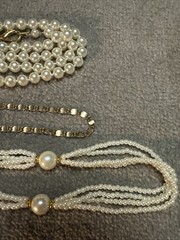 Lot of Necklaces Vintage (2) Lady Remington Faux Pearl (1) Gold Chain