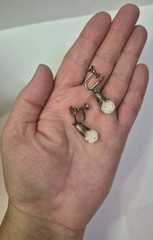 Vintage Sterling Silver Floating Opal Chip Earrings Signed Opalite Dangle Bridal