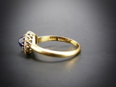 Antique Edwardian Era 18k Gold Sugarloaf Sapphire Diamond Cluster Ring