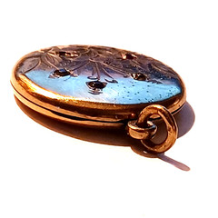 Antique Vtg RBM Bee Atrice Beatrice Gold Filled GF Locket Charm Floral 24mm wide