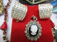 Vtg/Now/Deco/Jewelry Lot Locket Cameo 925 Box CROWN TRIFARI SWISS MONET+s/Signed