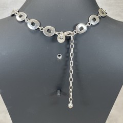 Vintage J.G.Hook Polished Silver Tone Square & Oval Link Necklace Signed 16″