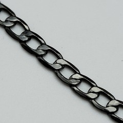 Vintage Gunmetal Tone Curb Chain Necklace 20″ Fold Over Clasp Unisex Retro Style