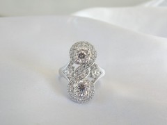 Vintage Sterling Silver 925 CZ Large Antique Style Ring Size 6