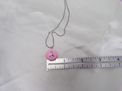 Vtg Cookie Lee bead chain with breast cancer / Love pendant necklace 747-9