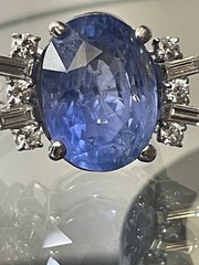 Platinum Natural Unheated 14.24 tcw Sapphire & Diamond Ring, GIA Report