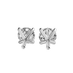 Round Lab Grown Diamond Stud Earrings 14K Gold Solitaire Everyday Fine Jewelry