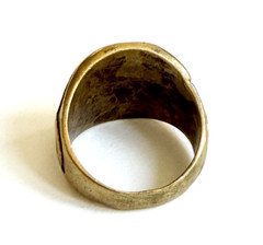 Vintage Religious Brass Ring Biker Signet Style Mens Size 11.75