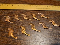 Lot Of 10 Studded Sea Horse France Vintage 60s Brass Stampings Findings Jewelry