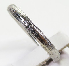 Antique Art Deco Wedding Band 18KW Ring Size 6 UK-L1/2 2.38 MM Wide dtd 1952