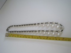 Round Faceted Clear Beads & Brass Flower Choker Necklace 1940s 16″ GUC