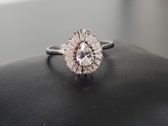Sterling Silver 925 Pear Baguette Halo Ring Size 9.75 Signed RJ 3.51 grams
