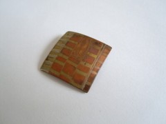 Tricolor Pendant Brass, Copper & Zinc? Square 6.3 G/2.5 X 2.5 Cm