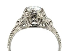 Art Deco Mined Diamond Ring GIA Certified .58ct Platinum Antique Original 1930s