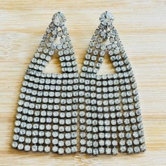 Sparkly Statement Earrings VTG Clip Crystal Austrian Rhinestone Dangle Waterfall