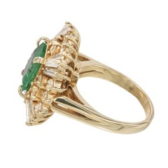Estate 1960s 4.00CT Asscher Cut Emerald & Baguette Round Diamond Princess Ring