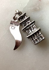 Vintage Chinatown Charm San Francisco Pagoda Nickel Silver Pendant Signed