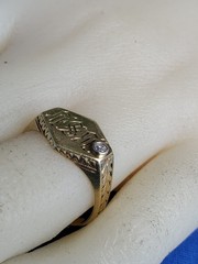 RARE FIND! Antique Victorian Girls 14k Gold Baby’s Ring DIAMOND Floral SIZE 6.5