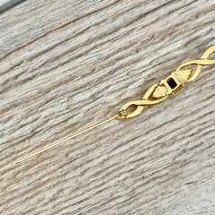 Rhinestone Brooch Pin Twisted Gold Tone Unsigned
