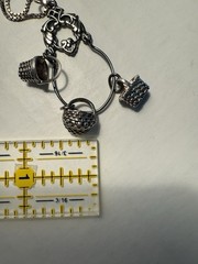Vintage Sterling Silver Charm Holder with 3 Baskets on Box Chain