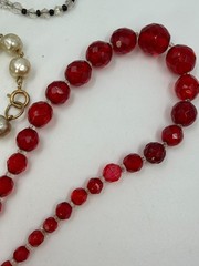 Vintage Necklace Art Deco MCM Glass Beads Mix FOR CRAFT DAMAGE Lot PJ