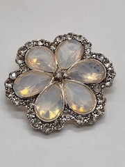 Monet Pin Brooch Opalescent Silver Toned Clear Crystals