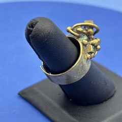 Vintage Brutalist Abstract Ring Brass Tone Modernist Statement Size 6.5