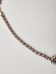 Vintage Light Purple Lilac & AB Rhinestone Necklace & Screwback Earrings Set