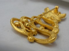 Vintage Goldtone Rhinestone Angel Topped Christmas Tree Brooch