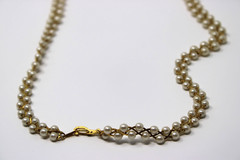 Vintage Graduated Pearl Necklace w/ Gold Vein – 23–24” Layered Rows