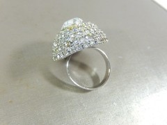 RARE VINTAGE NAPIER CRYSTAL RHINESTONE HUGE DOMED ADJUSTABLE COCKTAIL RING