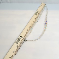 Vintage AB Crystal Necklace Double Strand Graduated Adjustable 13-15.5 in
