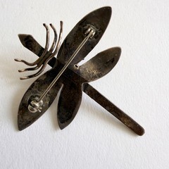Vintage Southwestern Dragonfly Brooch Turquoise Sterling Silver Pin