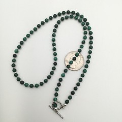 Silver Schark Handmade Sterling Silver & Green Malachite Necklace 21″ #97
