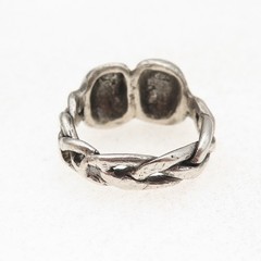 925 Sterling Silver Antique Art Deco Woven Oxidized Ring Size 11.25