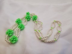 Vintage Handmade Lime Green Flower Cluster Necklace Craft