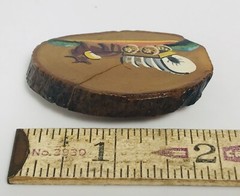 Vintage Hand Painted Wood Brooch Western Theme Wagon & Horse Handmade Old West